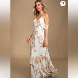 Lulus Ivory Floral Print Maxi Dress